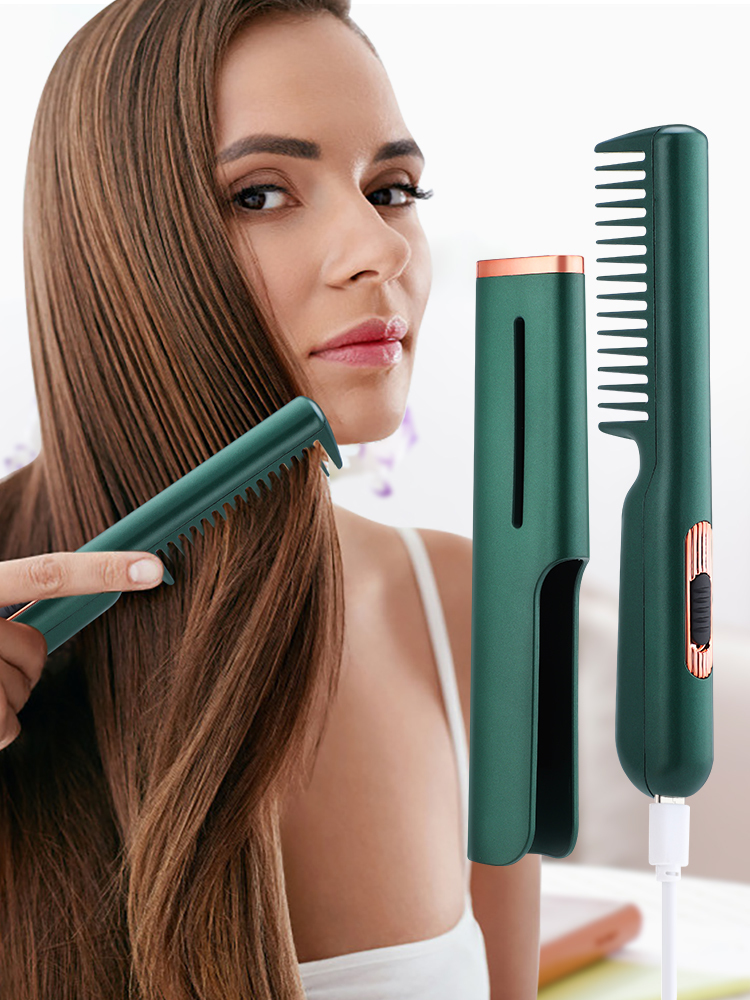 Professional Hair Straightener Tourmaline Ceramic Curler Brush Comb Straighteners Curling Iron Styler Tool 220623