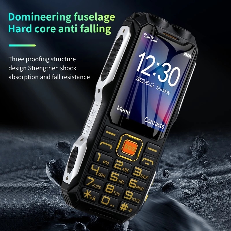 Unlocked Rugged Cell Phone Outdoor Loud Sound two Flashlight Torch Dual Sim Card Phones Large Battery Long Standby Bluetooth Speed Dial Big Button Cel