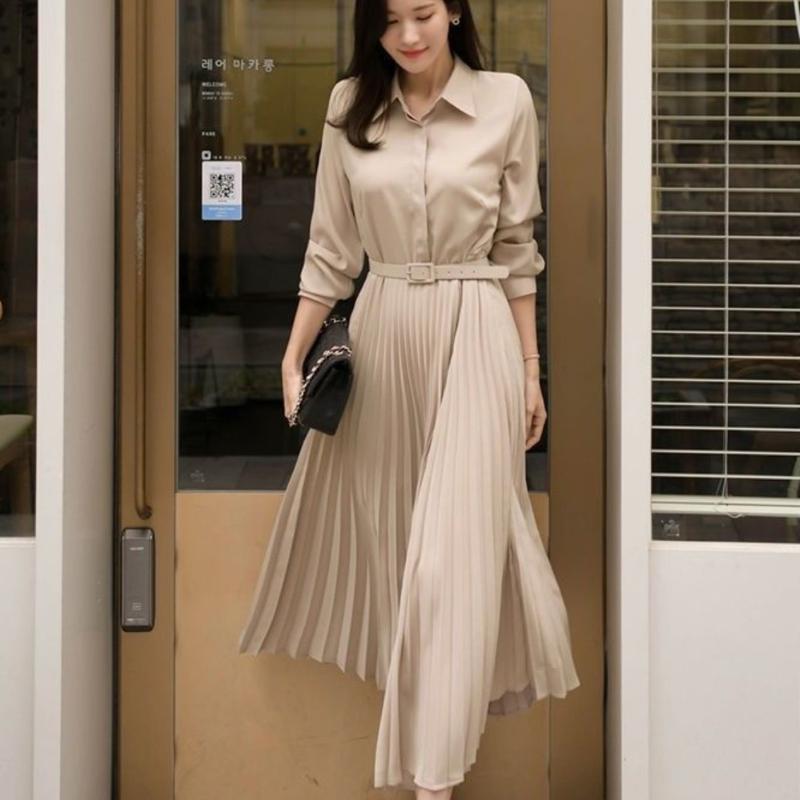 Casual Dresses Autumn Pleated Dress Long Sleeve 2022 Button Up Shirt Elegant Fashion Office Lady Turn Down Collar Slim Waist Clothes, Khaki
Casual Dresses Autumn Pleated Dress Long Sleeve 2022 Button Up Shirt Elegant Fashion Office Lady Turn Down Collar Slim Waist Clothes, Khaki