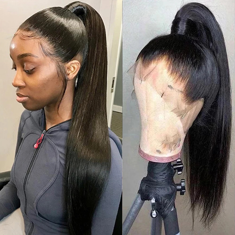 360 HD Transparent Lace Front Human Hair Pre Plucked Wig 13x4 undetecable Bone Straight Frontal Wigs Brazilian Remy For Women, 1b natural color
360 HD Transparent Lace Front Human Hair Pre Plucked Wig 13x4 undetecable Bone Straight Frontal Wigs Brazilian Remy For Women, 1b natural color
