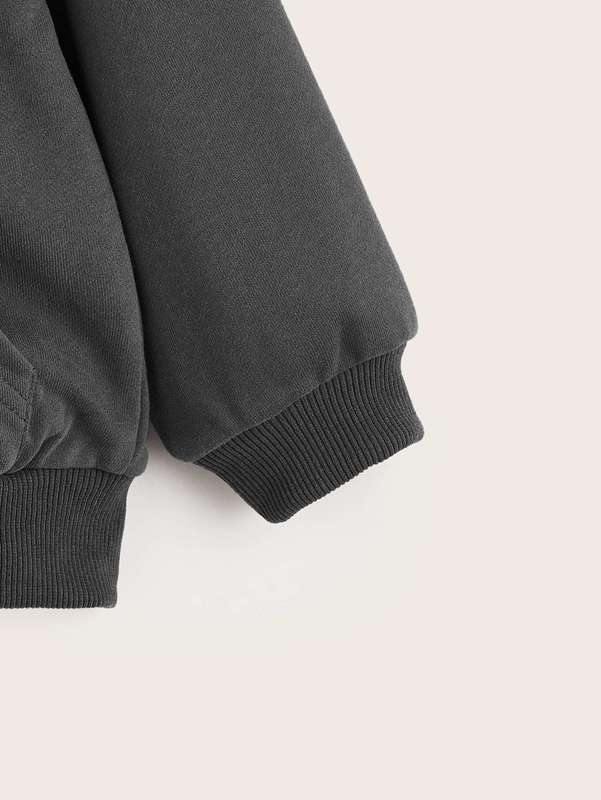 Toddler Boys Letter Patched Zipper Front Hoodie SHE