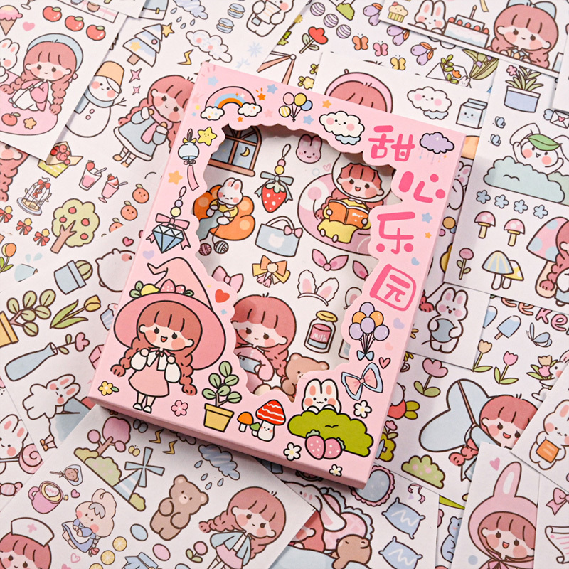50 Sheets Cute Girl Set DIY Decoration Kawaii Hand Account Notebook Cup Pattern Stickers Stationery 220707