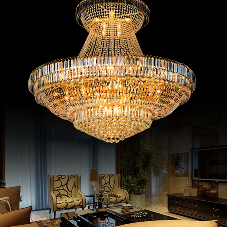 Modern Crystal Chandeliers Lighting Fixture American Big Gold Crystal Chandelier LED Lamp European Luxurious Droplight Home Indoor Hotel Club Light D1