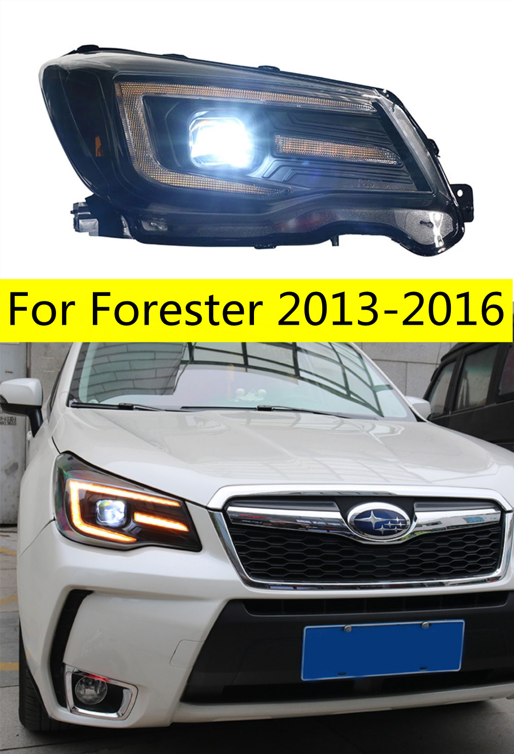Car Headlights Assembly For Forester 2013-20 16 DRL Daytime Running Lights Headlamp LED Bi Xenon Bulb Fog Lights