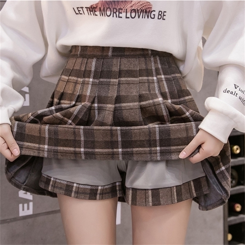 Autumn Winter Korean Skirt Shorts Women High Waist Sexy Short Mini School Pleated Gothic A Line s Female 220317