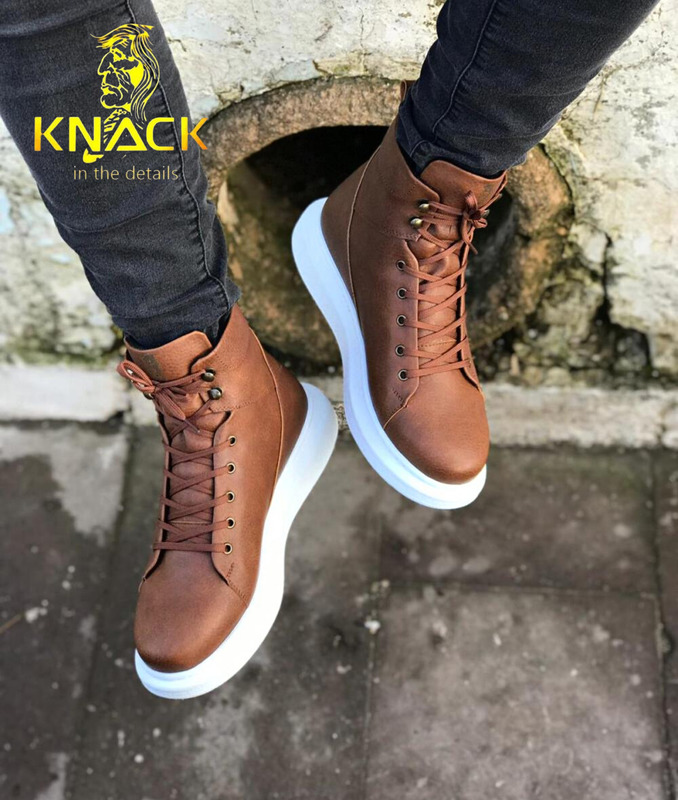 Knack High Sole Men 'S Winter Boots Casual Leather Comfortable Use Rain Waterproof Breathable Men 'S Ankle Boots
