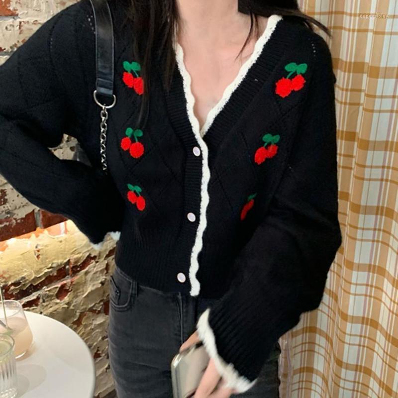 Women's Knits & Tees Warm Outwear Cherry Print Sweet Cropped Sweater Coat For Daily Wear Depe22, Black
Women's Knits & Tees Warm Outwear Cherry Print Sweet Cropped Sweater Coat For Daily Wear Depe22, Black
