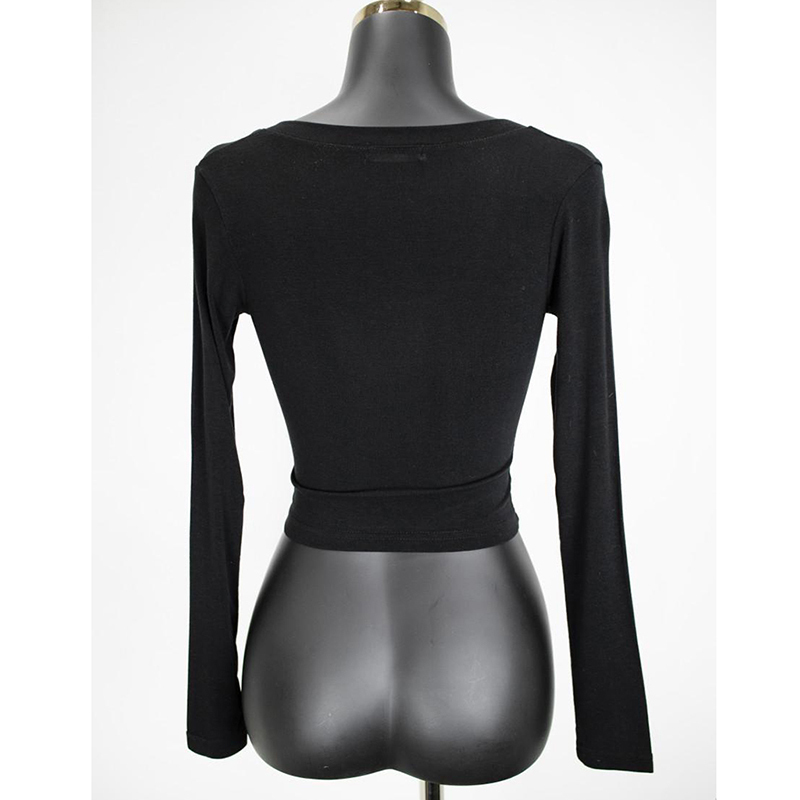 Women's T-shirt Sexy Slim V-neck Long Sleeve Tshirt Black Cotton Basic T Shirt Woman Autumn Korean Fashion Tees Female Tops 220328