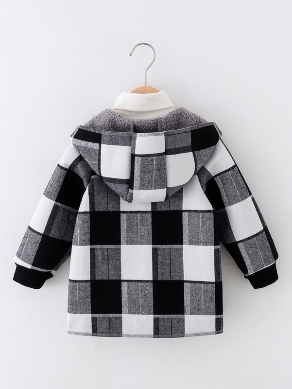 Toddler Boys Plaid Thermal Lined Hooded Coat SHE