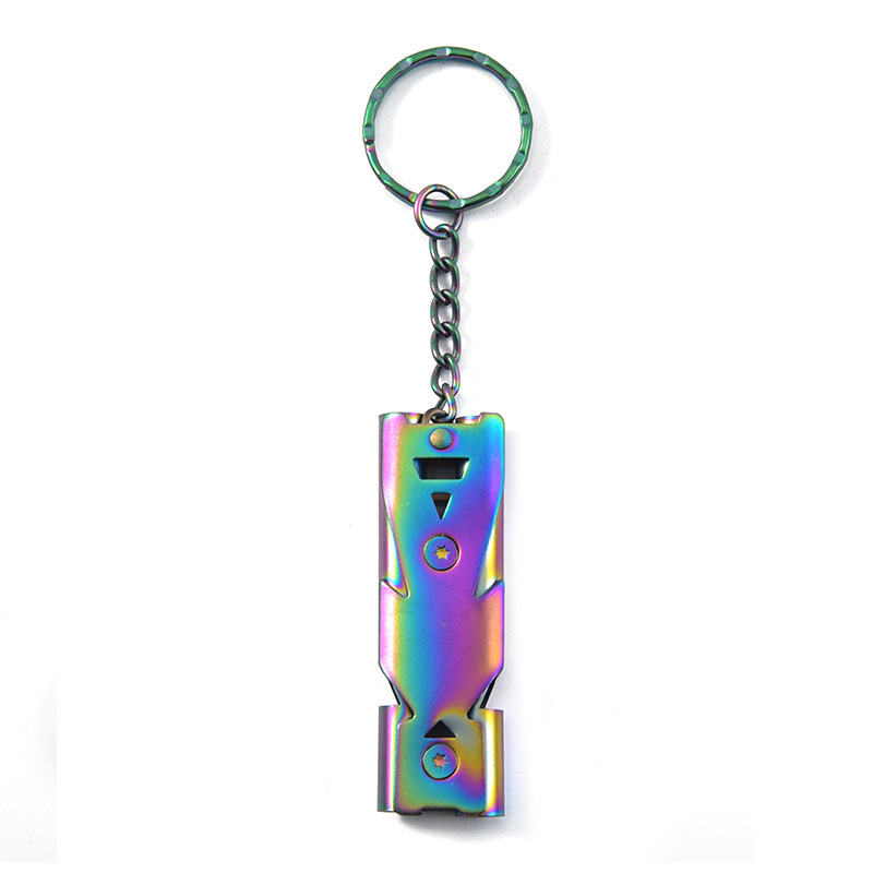 Whistles Keychains Ring Portable Stainless Steel Self Defense Key Chains Holder Fashion Car Keyrings Accessories Outdoor Survival Mini Double Tube EDC