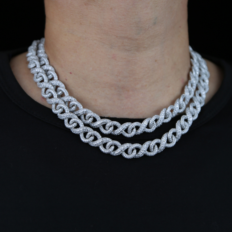 New Arrived High Qulaity Infinity Symbol Necklace Bling 5A Cubic Zirconia CZ Punk Jewelry with Flip Button 8 Heavy Cuban Chain hip hop jewelry