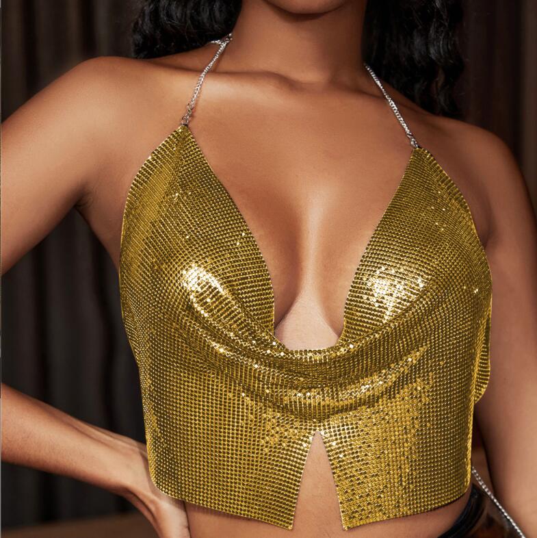 Fashion Glitter Rhinestone Sexy Women Tank Top Autumn New Luxury Crystal Backless Split Low Cut Halter Party Tube Tops, Silver
Fashion Glitter Rhinestone Sexy Women Tank Top Autumn New Luxury Crystal Backless Split Low Cut Halter Party Tube Tops, Silver