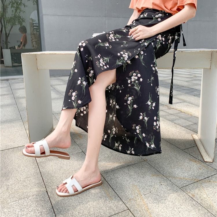Women Floral Print Chiffon Long Skirt Summer Stylish Midiskirt Lace-up Wrap Holiday Suntan Beach s Sexy 220317