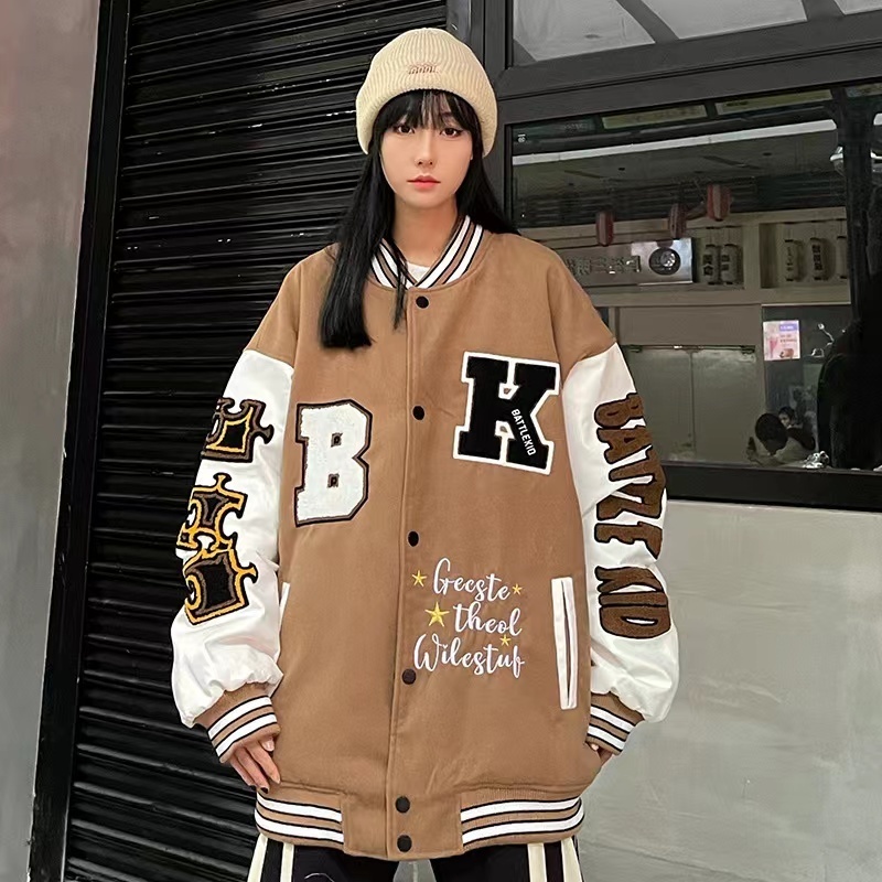 Mens Jackets street retro Letter embroidery baseball uniform cotton bomber a220823