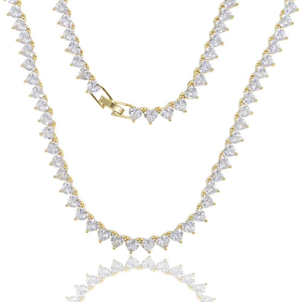 5A heart cz tennis necklace white pink cubic zirconia iced out bling pink girl women jewelry choker