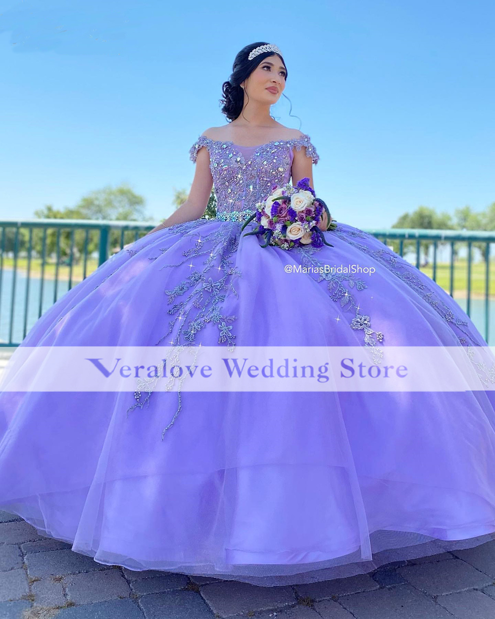 Sparkle Lilac Quinceanera Dresses Beads Crystal vestidos de 15 anos Sweet 16 Birthday Gowns Custom Size