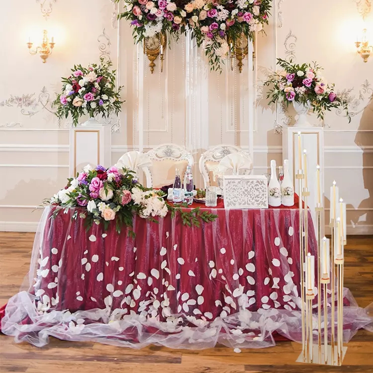 decoration 8 Heads Metal Candelabra Candle Holders Road Lead Table Centerpiece Gold Candelabrum Stand Pillar Candlestick For wedding imake379 XJ260305