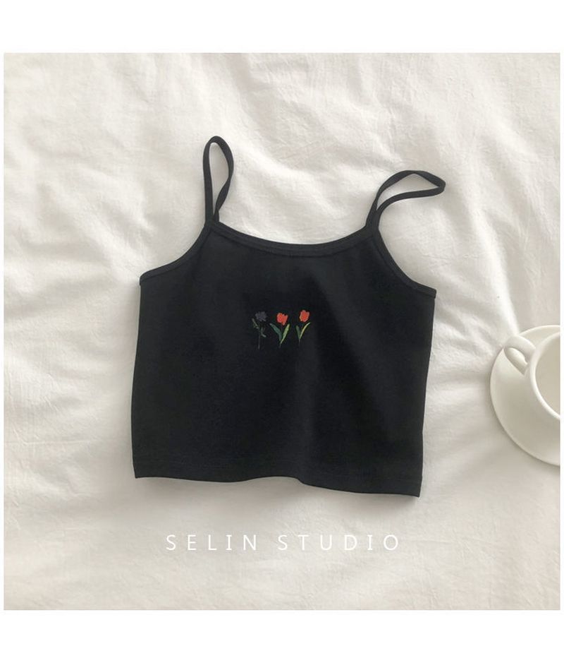 Tank Top Women Flower Printed Camisole Summer Wild Short Vest Fashion Female Sleeveless Sexy Basic Crop Tops 220325