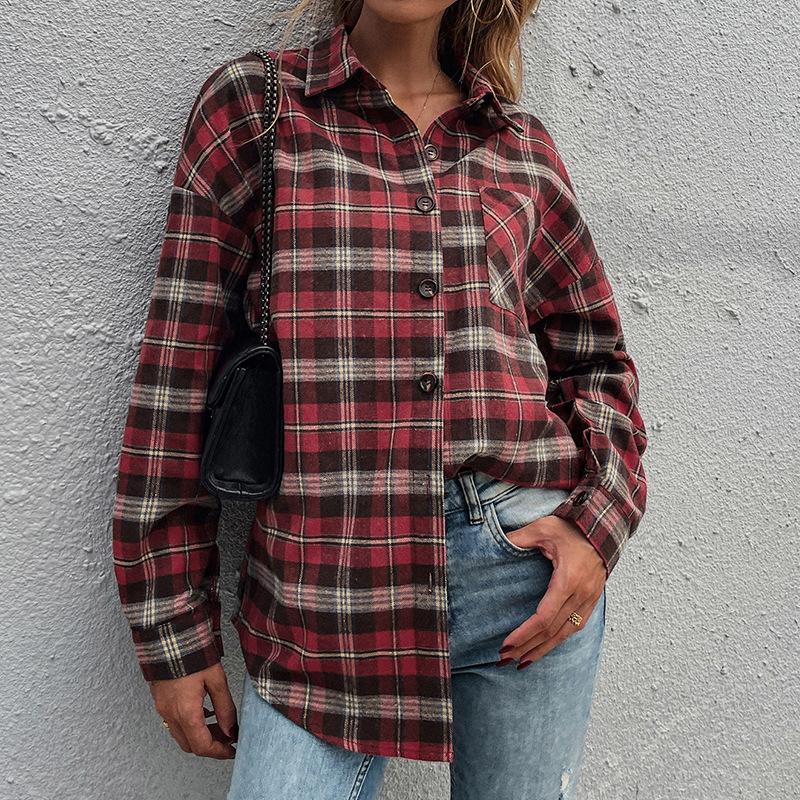 Women' Blouses & Shirts Summer Fashion Women' Plaid Loose Shirt Casual Lapel Drop-shoulder Ladies Long Sleeve All Matching ShirtWomen, Red
Women' Blouses & Shirts Summer Fashion Women' Plaid Loose Shirt Casual Lapel Drop-shoulder Ladies Long Sleeve All Matching ShirtWomen, Red