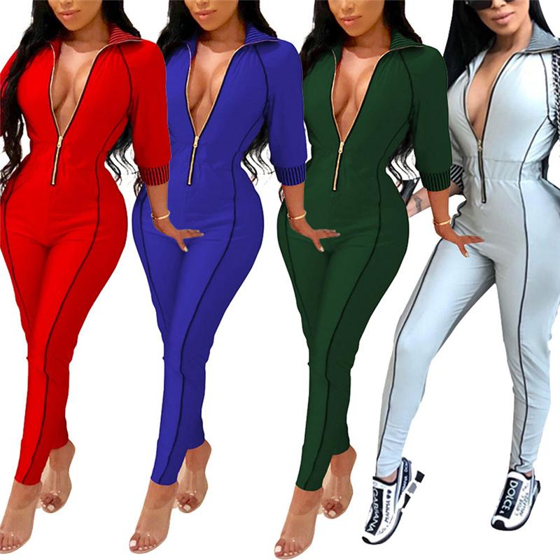 Women' Jumpsuits & Rompers Women Jumpsuit Zipper Closure 3/4 Sleeve Sexy Stand-up Collar Simple Line Style Spring ClothingWomen
Women' Jumpsuits & Rompers Women Jumpsuit Zipper Closure 3/4 Sleeve Sexy Stand-up Collar Simple Line Style Spring ClothingWomen
