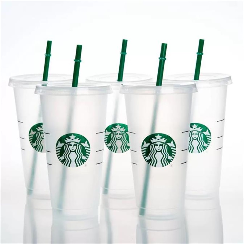 24OZ/710 ml Color-changing Cup Plastic reusable clear drinking cup cylindrical lid straw Free shipping