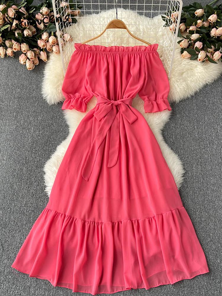 Casual Dresses Sexy Summer Chiffon A-Line Dress Women Slash Neck Short Sleeve High Waist Off Shoulder Vintage Ruffle Vestidos Female 2022, Black
Casual Dresses Sexy Summer Chiffon A-Line Dress Women Slash Neck Short Sleeve High Waist Off Shoulder Vintage Ruffle Vestidos Female 2022, Black