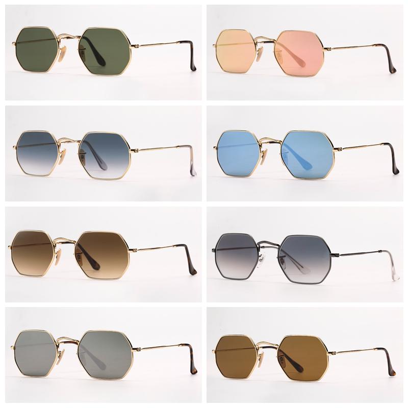 Luxury brand Luxury Hexagon metal Women Mens Sunglasses Fashion Womens Octagonal Sunglasse Driving Metal Sun Glasse Gold Frame UV400 Glass Lenses with