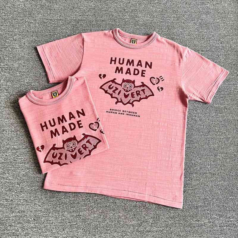 Human Ceiling Made Uzi Vert Bat Slub Cotton Men's and Women's Loose T-shirt Couple Round Neck Short Sleeve