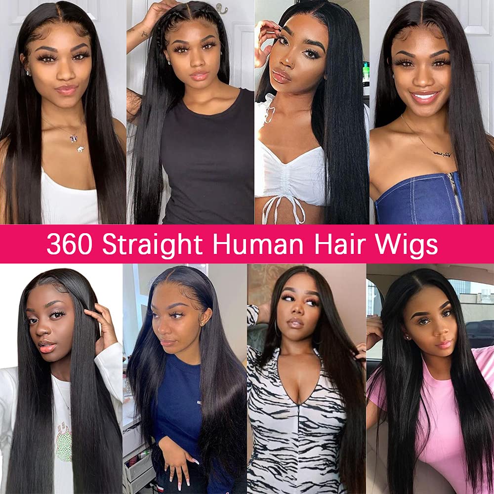 Silky Straight 360 Full Lace Front Human Hair Wigs Pre Plucked With Baby Hair