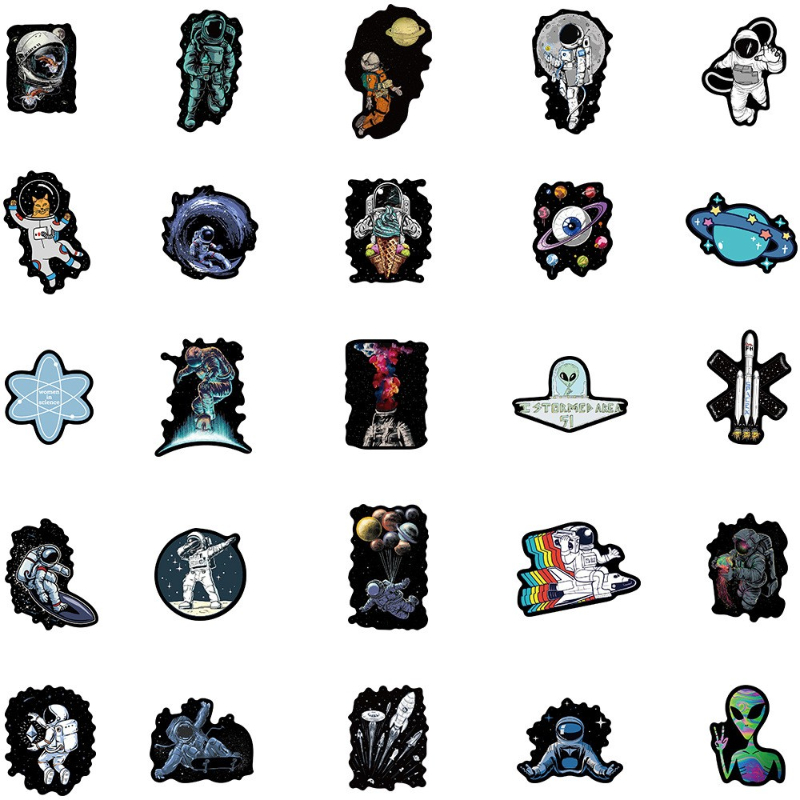50Pcs/Lot Black Series Fantasy Planet Sticker Outer Space Astronaut DIY Graffiti Kids Toy Skateboard car Motorcycle Bicycle Sticker Decals Wholesale