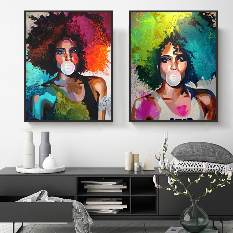 African Woman Oil Painting Graffiti Art Canvas Posters And Prints Abstract Figure Wall Art Pictures Home Decor Cuadros Frameless