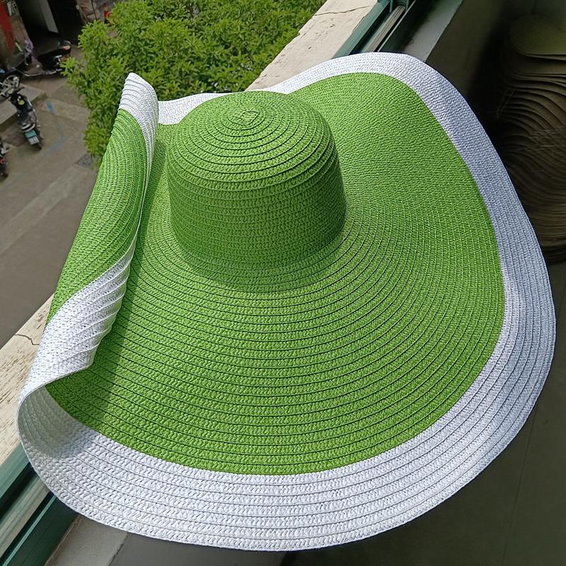 Wide Brim Hats Rainbow Striped Big Anti-ultraviolet Sunshade Sun Hat Beach With Wire Edge Can Be Folded ArbitrarilyWide