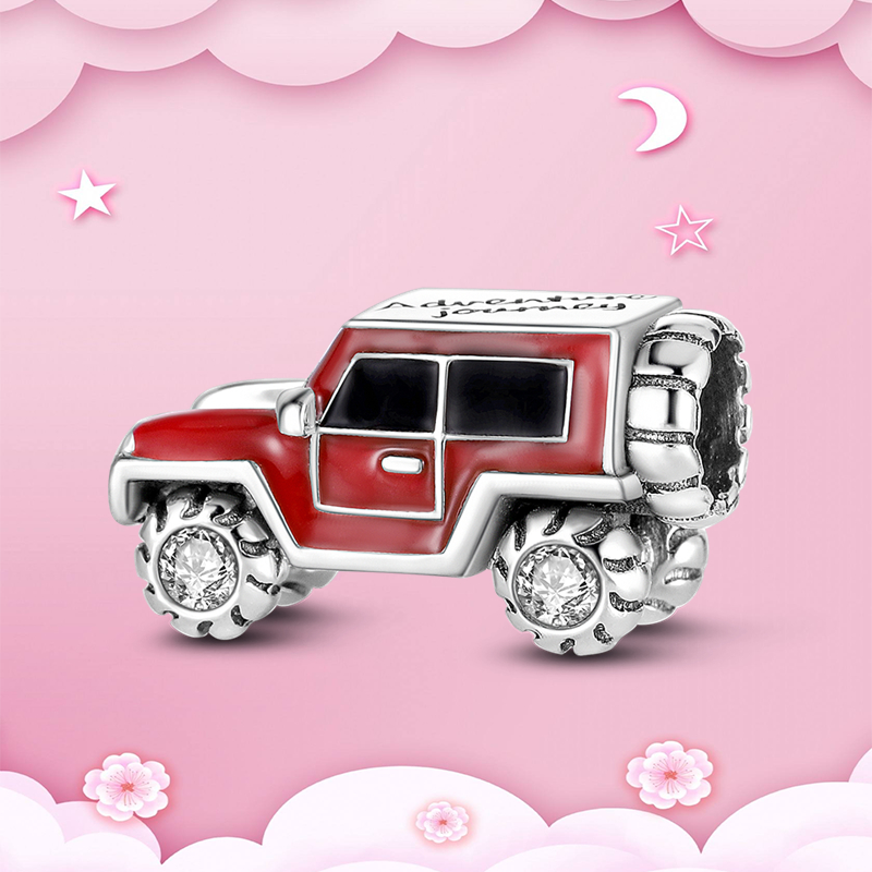 925 Sterling Silver Pendant Charms Mushroom Red Pomegranate Strawberry Car Heart European Bead Charms Bracelet Necklace jewelry making