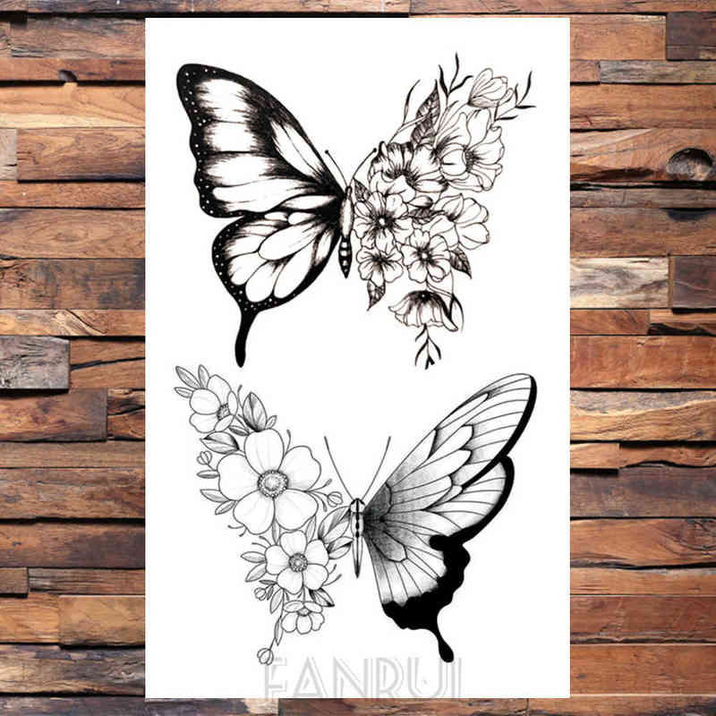 NXY Temporary Tattoo Cute Swallow Bird Feather Stickers Flower Branch Letter Water Transfer Women Body Chest Arm Art Men Hand 0330