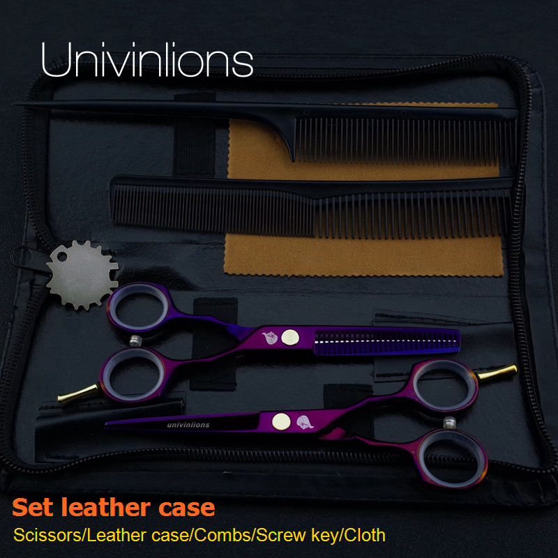 5.5" purple cutting scissors hairdresser razor hairdressing haircut kit salon hair clipper kids 220317