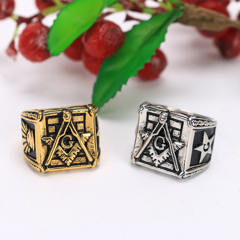 Stainless Steel Free Masons Rings Retro Gold Freemason Signet All Seeing Eye AG totem Ring Freemasonry Fraternal Association men's and women's Jewelry
Stainless Steel Free Masons Rings Retro Gold Freemason Signet All Seeing Eye AG totem Ring Freemasonry Fraternal Association men's and women's Jewelry