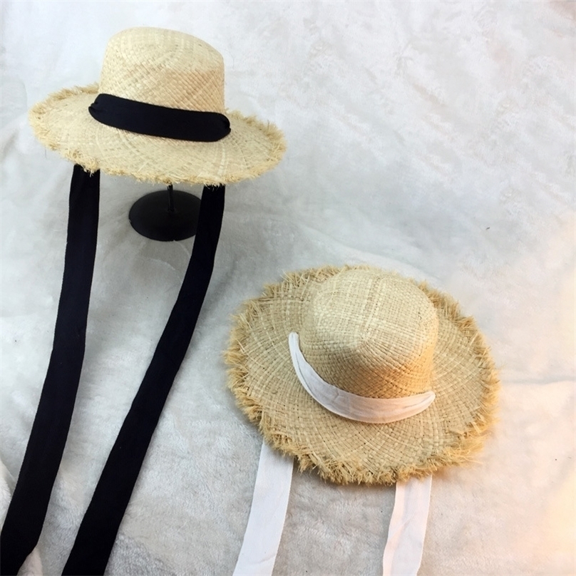 Summer Women Beach Black White Ribbon Bow Raffia Temperament Flat Cap Straw s Womens Seaside Hat 220526
Summer Women Beach Black White Ribbon Bow Raffia Temperament Flat Cap Straw s Womens Seaside Hat 220526