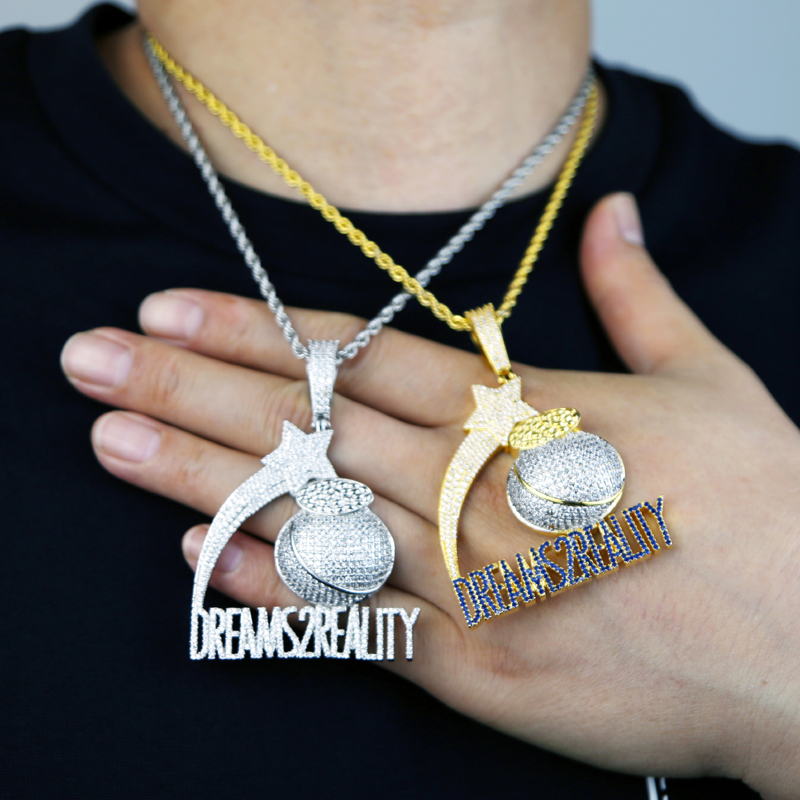 New Arrived Punk Rock Letter meteor ball Pendant with Rope Chain Necklace for Women Men Hip Hop Necklaces Jewelry Drop Ship