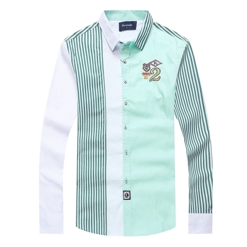 Faconnable men's Casual patckwork full Shirts Brand embroidery social homme striped Shirt Camisa Hombre Masculina Chemise tops 220401
Faconnable men's Casual patckwork full Shirts Brand embroidery social homme striped Shirt Camisa Hombre Masculina Chemise tops 220401