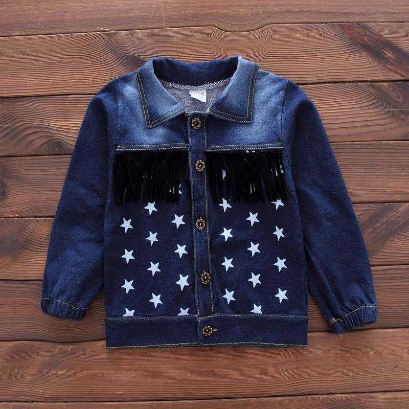 Children Boys Girls Denim Clothing Sets Baby Star Jacket T-shirt Pants 3Pcs/Sets Autumn Toddler Tracksuits45pu