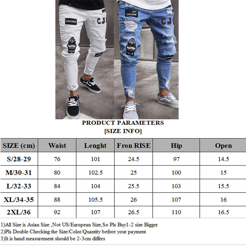 3 Styles Men Stretchy Ripped Skinny Biker Embroidery Print Jeans Destroyed Hole Taped Slim Fit Denim Scratched High Quality Jean 220408