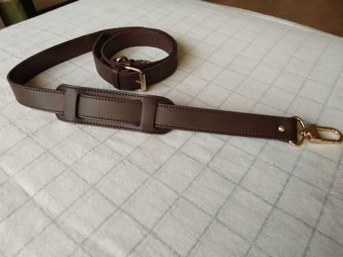 2.4cm Wide Crossbody Strap Replacement Adjustable Bag Accessories Gold Hardware Real Leather brown color
