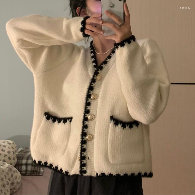 Women's Knits & Tees Thickened Sweater French Contrast Bonded Cardigan Autumn And Winter Lazy Style Coat Mari22, Black
Women's Knits & Tees Thickened Sweater French Contrast Bonded Cardigan Autumn And Winter Lazy Style Coat Mari22, Black