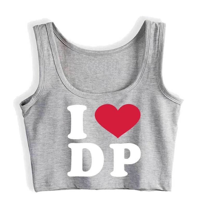 Crop Top Sport I Love Dp Summer White Print Tops Women 220325