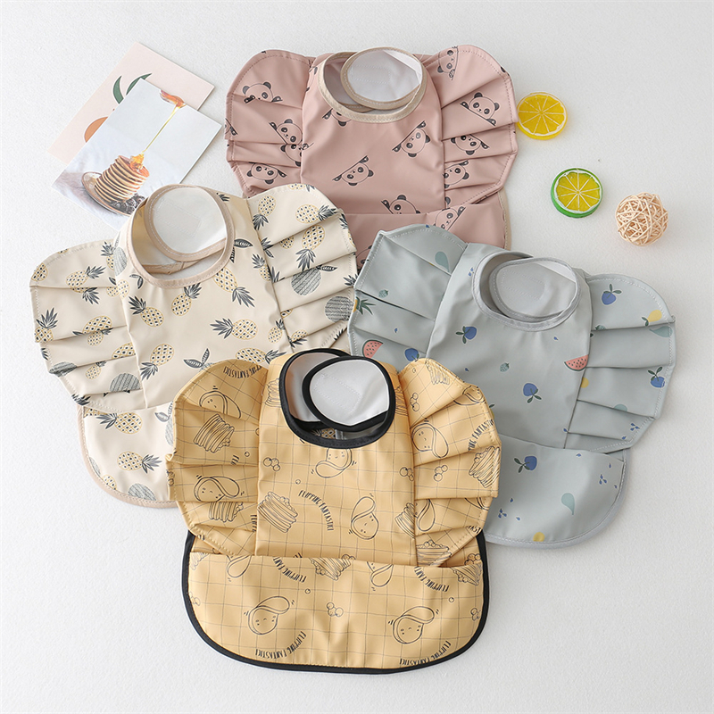 Baby Bibs INS Nordic Style Angel Feed Pocket Burp Girl Boy Infant Meals Bib Waterproof Easy Clean Cute Elephant Bibs Soft PU 220815