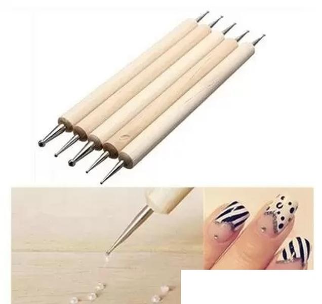 Wooden Dotting Pen DualEnd Wax Dot tool Pens Set Wood Nail Art Toenail Tools Supply Kit