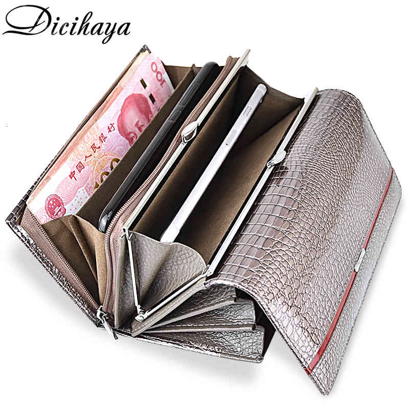 Dicihaya Brand Genuine Leather Women Wallets Crocodile Print Long Hasp Zipper Wallet Ladies Clutch Bag Female Luxury Purse, Black
Dicihaya Brand Genuine Leather Women Wallets Crocodile Print Long Hasp Zipper Wallet Ladies Clutch Bag Female Luxury Purse, Black