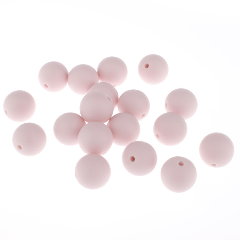 Fkisbox 100pc 15mm Round Silicone Teether Bead Bpa Free Baby Teething Necklace Accessories Baby Pacifier Chain Silicone Beads 220507