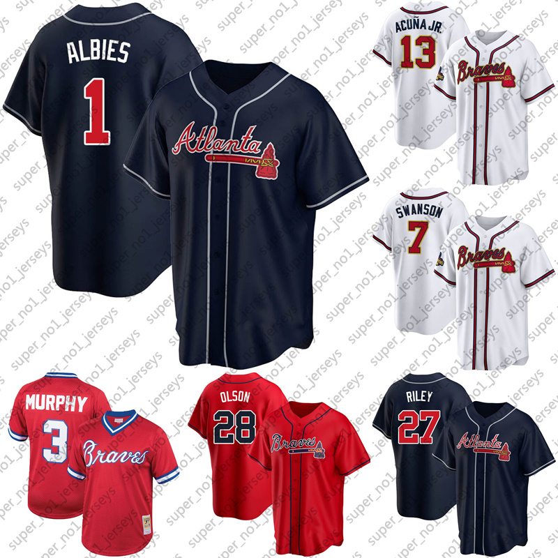 Atlanta 28 Matt Olson Baseball Jerseys Braves 13 Ronald Acuna Jr. Ozzie Albies Dansby Swanson Orlando Arcia Guillermo Heredia Marcell Ozuna Austin Riley Max Fried z2, Man custom jersey (ys)
Atlanta 28 Matt Olson Baseball Jerseys Braves 13 Ronald Acuna Jr. Ozzie Albies Dansby Swanson Orlando Arcia Guillermo Heredia Marcell Ozuna Austin Riley Max Fried z2, Man custom jersey (ys)