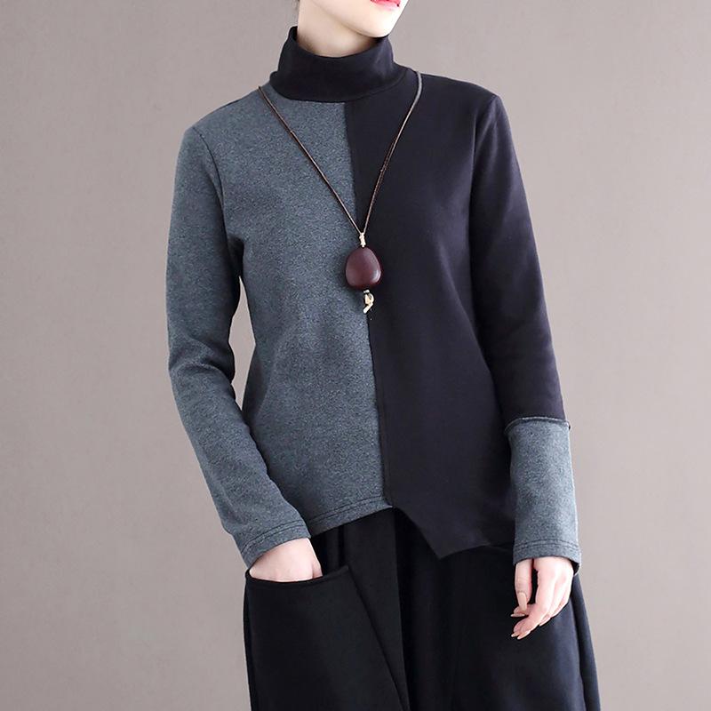 Women's T-Shirt Johnature Women Turtleneck Casual T-Shirts Patchwork Color Cotton Blend Long Sleeve 2022 Autumn Loose T-ShirtsWomen's, Black gray
Women's T-Shirt Johnature Women Turtleneck Casual T-Shirts Patchwork Color Cotton Blend Long Sleeve 2022 Autumn Loose T-ShirtsWomen's, Black gray